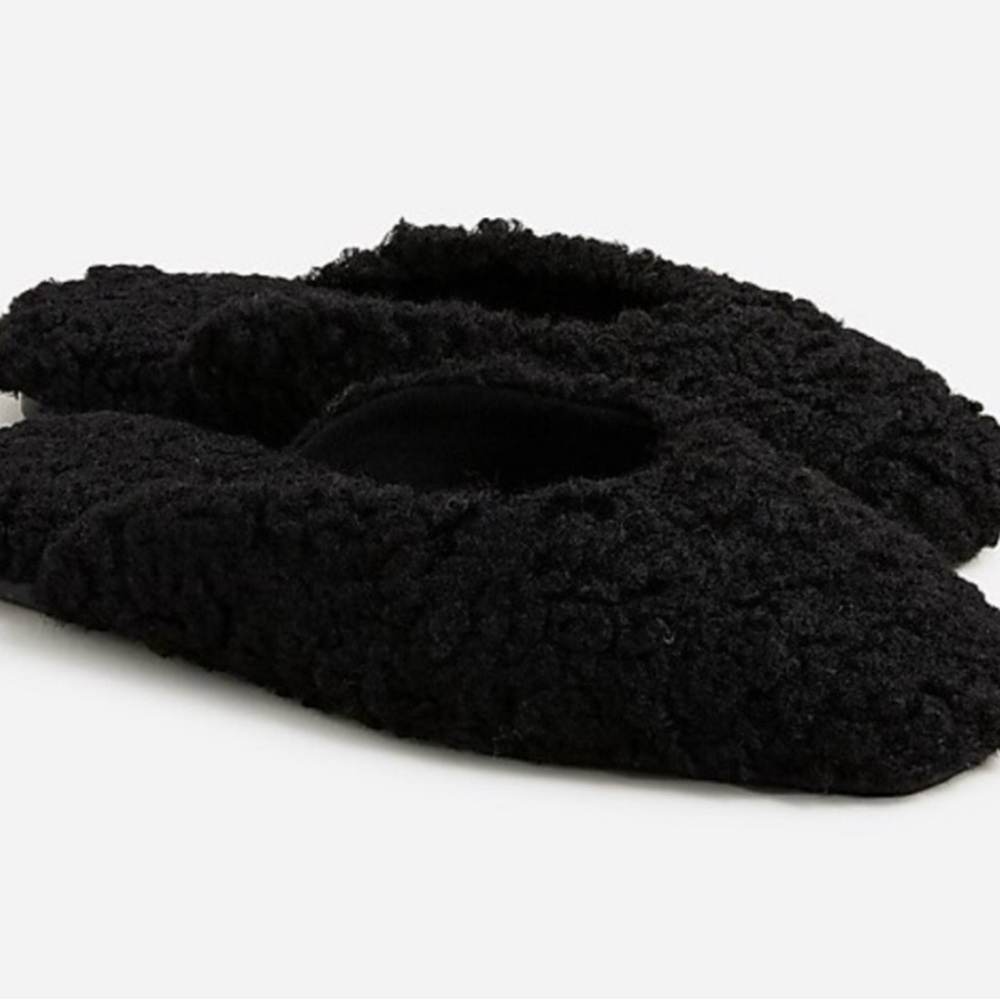 J. Crew Black Fuzzy Women's Slippers